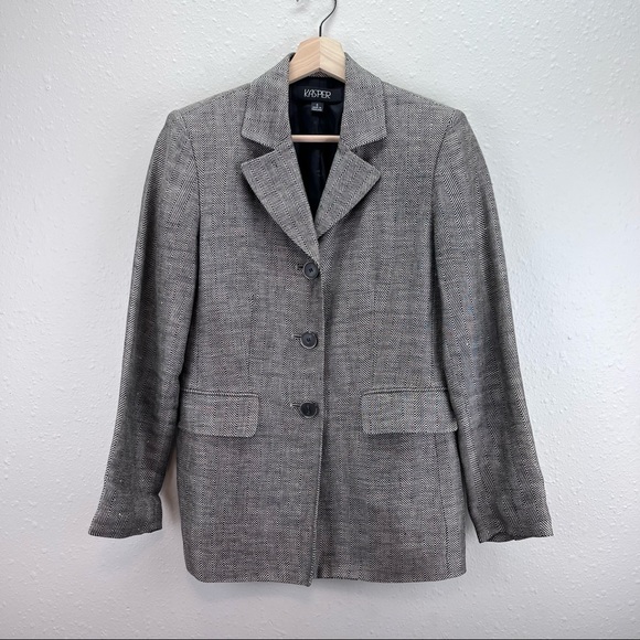 Kasper Blazer Womens Six Linen Tweed Office Business Preppy Career Professional - Picture 10 of 10